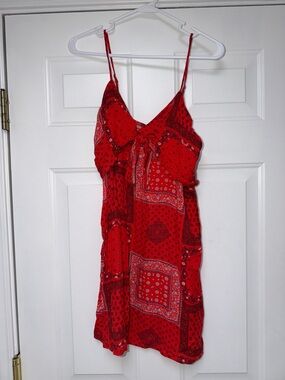 Xhilaration Red Bandana Patchwork Slip Dress